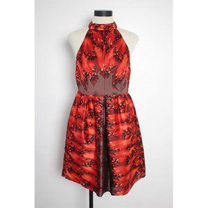 TIBI Silk Abstract Printed Open Back dress Size 6